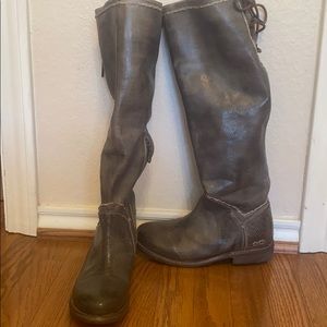 Grey over the knee boots